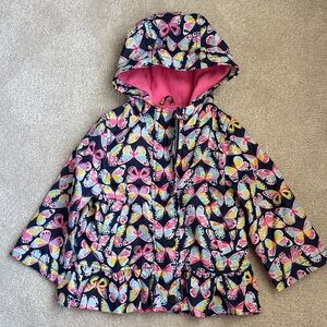 Carter's baby girls Butterfly Raincoat Windbreaker jacket 12mos navy pink multi